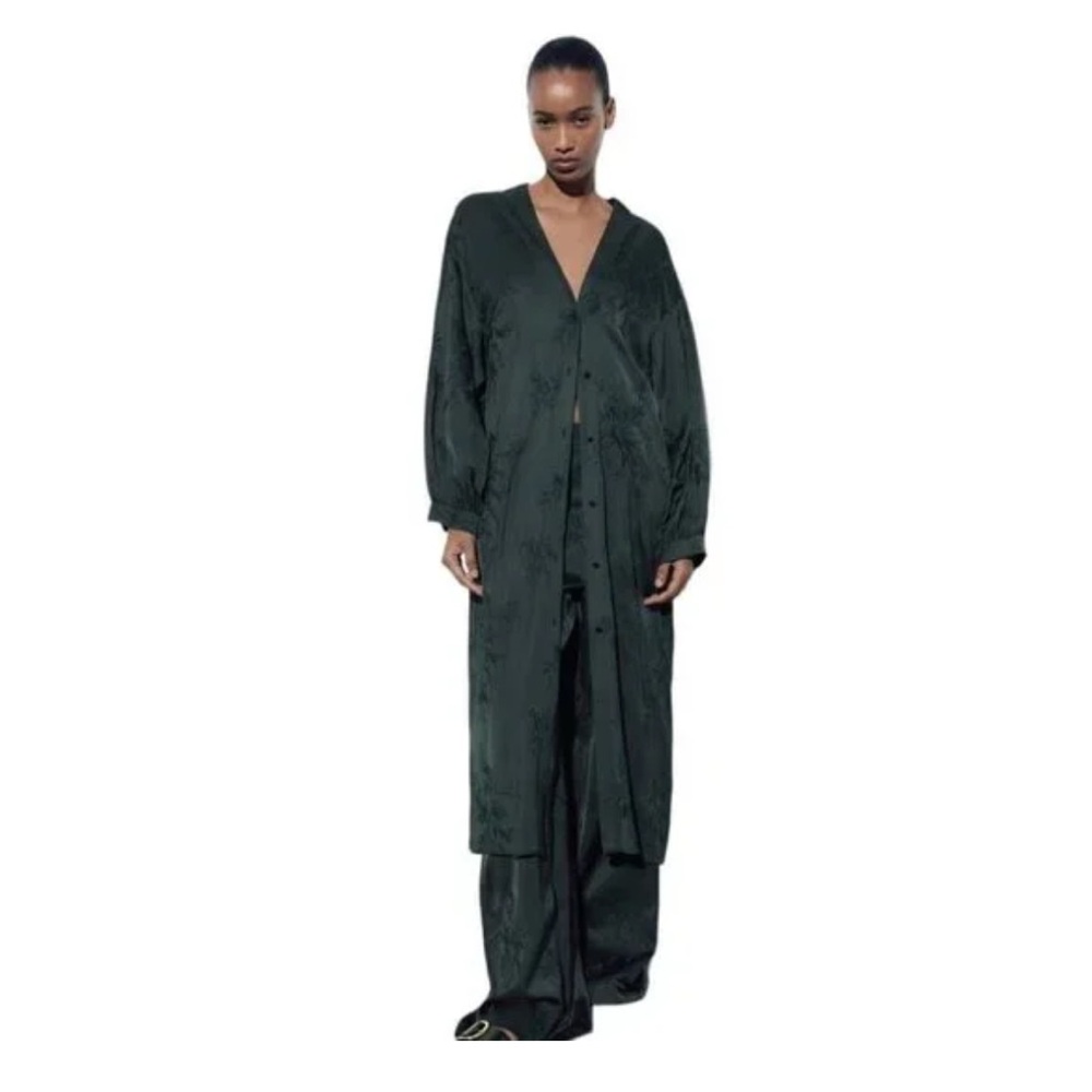 Zara Dark Green Long Blazer